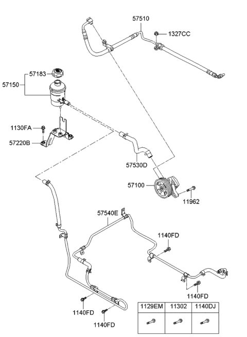 2006 Kia Sorento Hose Assembly-Power Steering Oil Pressure Diagram for 575103E201
