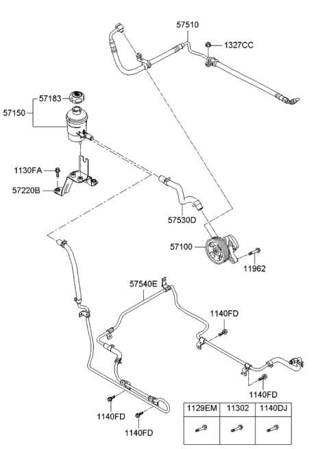 2006 Kia Sorento Hose Assembly-Power Steering Oil Pressure Diagram for 575103E200