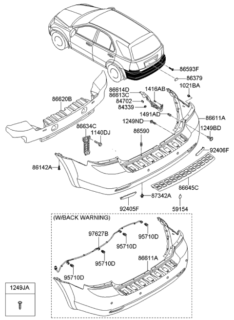 2008 Kia Sorento Bracket Assembly-Rear Bumper Diagram for 866163E510