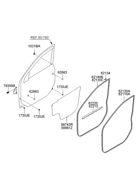 2008 Kia Sorento Screen-Front Door,LH Diagram for 821703E000