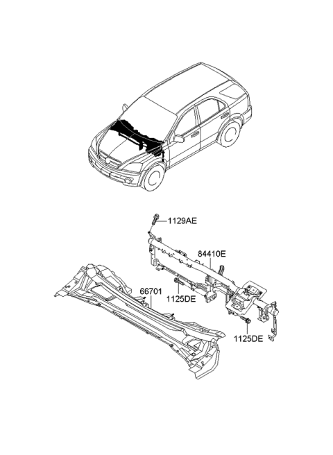 2007 Kia Sorento Cowl Panel Diagram