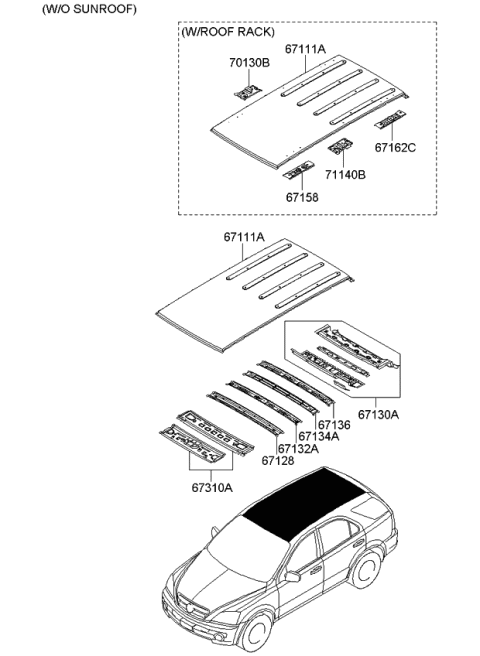 2006 Kia Sorento Roof Panel Diagram 1