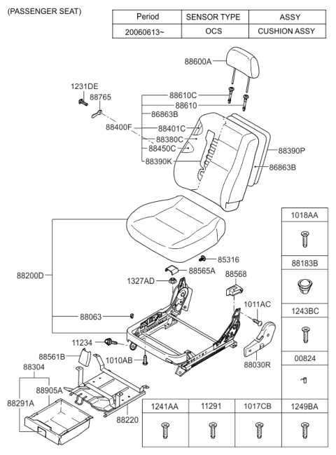 2007 Kia Sorento Seat-Front Diagram 1