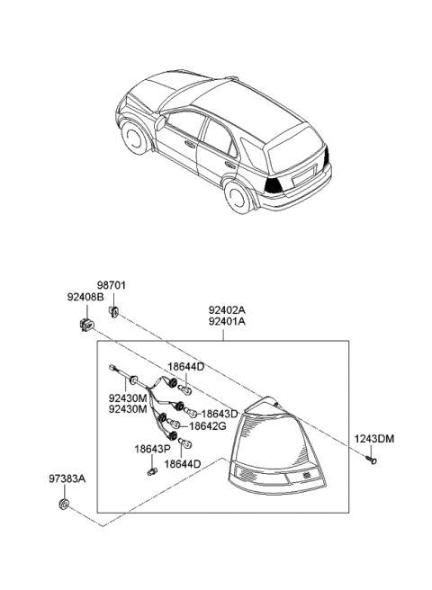 2008 Kia Sorento Lamp Assembly-Rear Combination Diagram for 924013E620