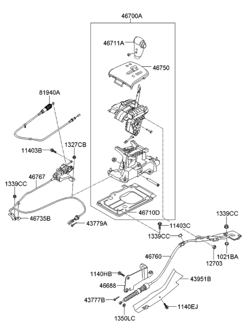 2008 Kia Sorento Indicator Assembly-Shift Diagram for 467403E5009W