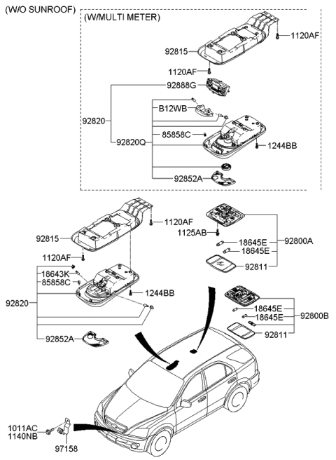 2008 Kia Sorento Room Lamp Diagram 1