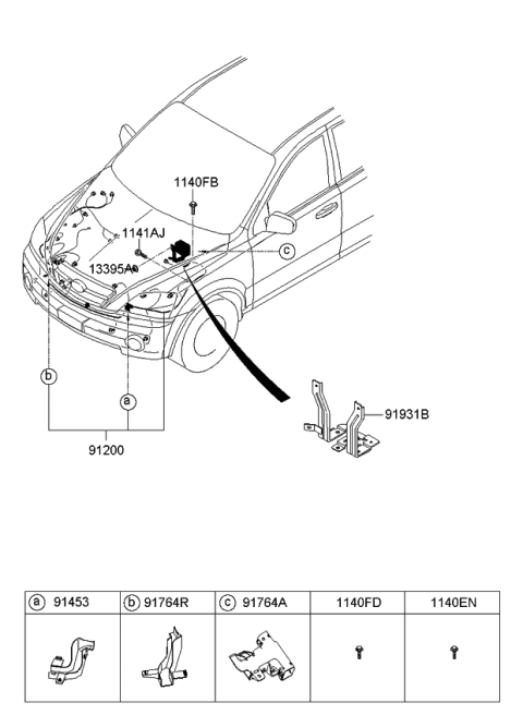 2008 Kia Sorento Wiring Assembly-Engine Diagram for 912143E324