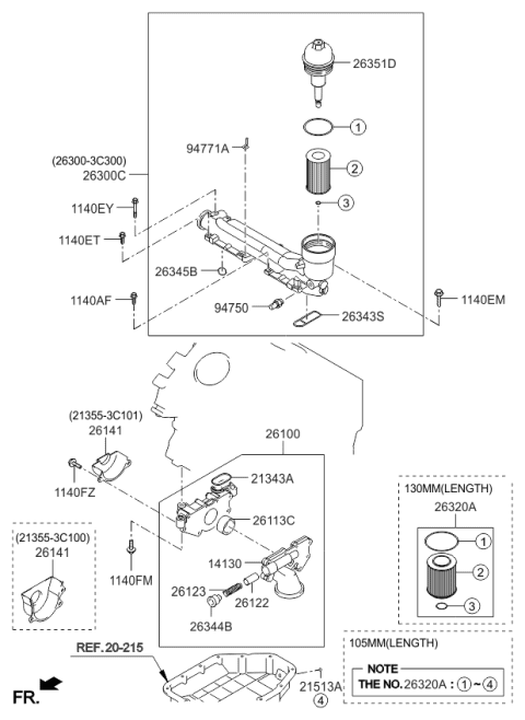 2006 Kia Sorento New Body Style (Produced After SEP.2006) Front Case & Oil Filter Diagram 3