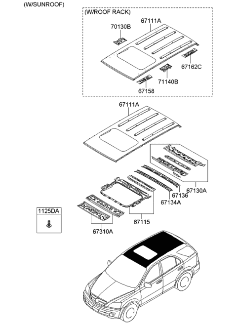 2007 Kia Sorento Roof Panel Diagram 2