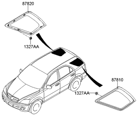 2006 Kia Sorento Quarter Window Diagram