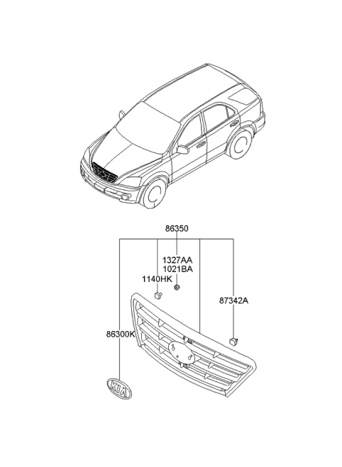 2008 Kia Sorento Radiator Grille Diagram