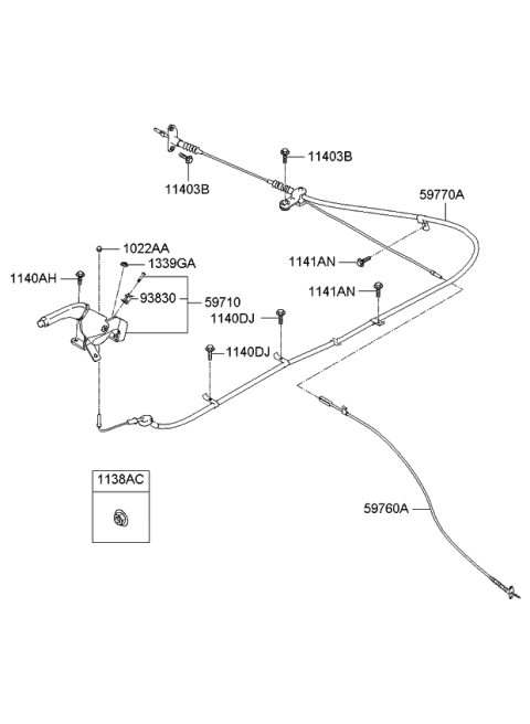 2008 Kia Sorento Lever Assembly-Parking Brake Diagram for 597103E100CY