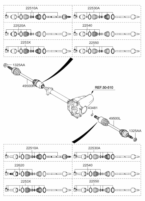 2008 Kia Sorento Front Axle Hub & Drive Shaft Diagram 1