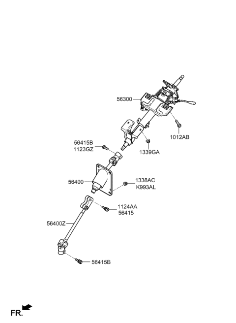 2006 Kia Sorento Column & Shaft Assembly Diagram for 563003E600