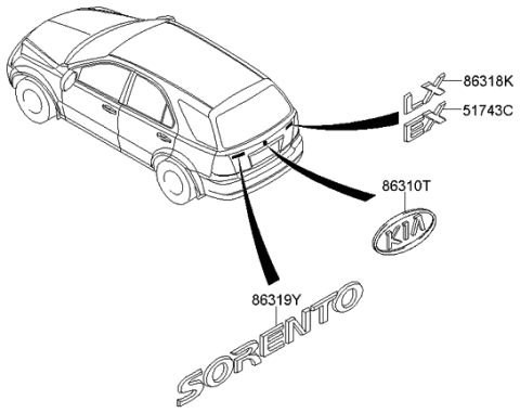 2008 Kia Sorento Emblem Diagram