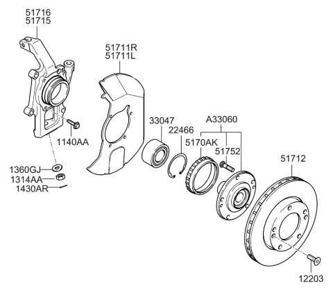 2007 Kia Sorento Front Axle Hub & Drive Shaft Diagram 2