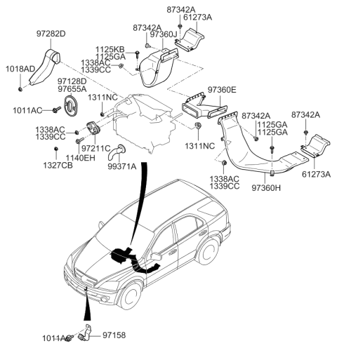 2008 Kia Sorento Heater System-Heater & Evaporator Diagram 3