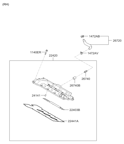 2006 Kia Sorento Plate-Breather,RH Diagram for 224033C400