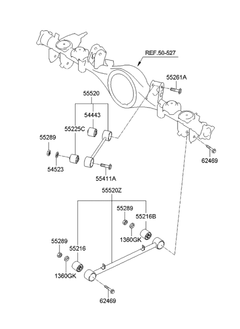 2008 Kia Sorento Bush-Upper Arm Diagram for 552703E100