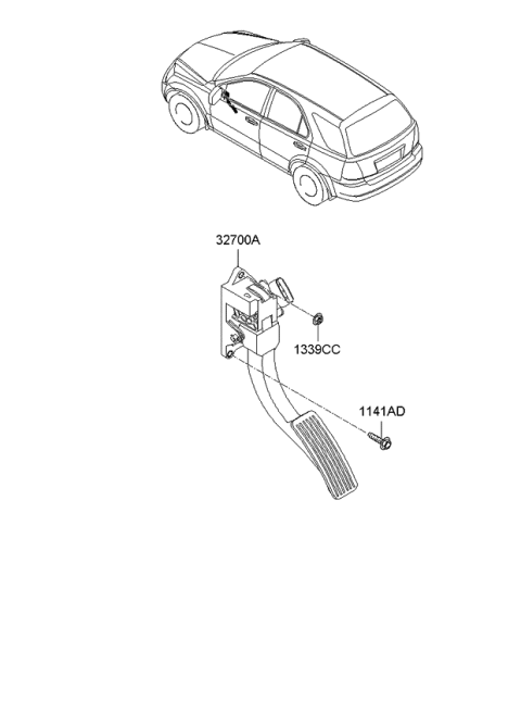 2007 Kia Sorento Pedal Assembly-Accelerator Diagram for 327003E400