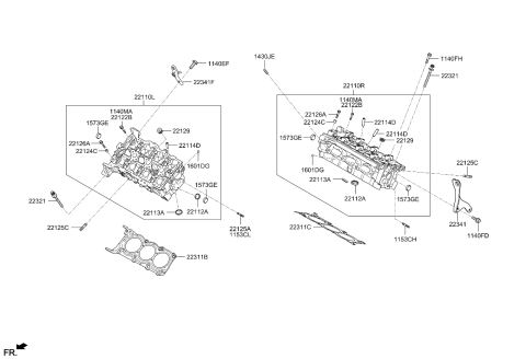 2007 Kia Sorento Gasket-Cylinder Head Diagram for 223113C100