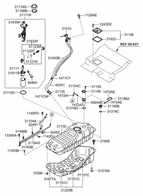2008 Kia Sorento Fuel Filter Assembly Diagram for 319114D500