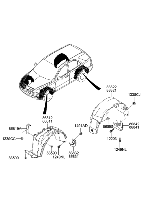 2006 Kia Sorento Guard Assembly-Rear Wheel Diagram for 868423E500