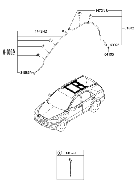 2007 Kia Sorento Hose-Sunroof Drain Rear Diagram for 816823E000