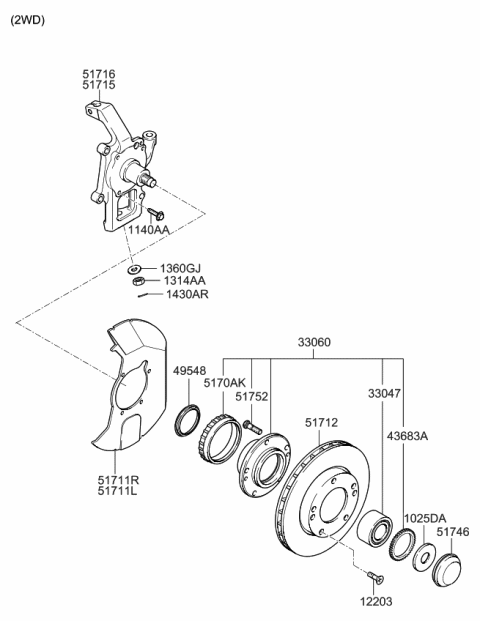 2006 Kia Sorento Front Wheel Bearing Diagram for 503103E102