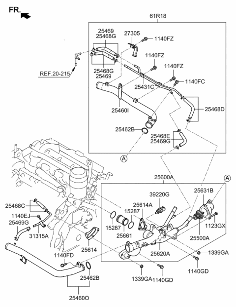 2006 Kia Sorento Hose Assembly-Water A Diagram for 254683C500