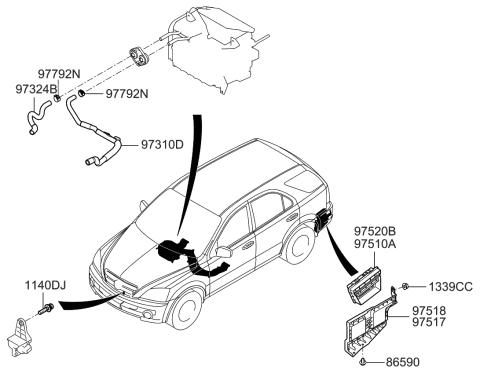 2006 Kia Sorento Heater System-Duct & Hose Diagram