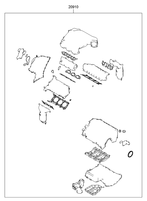 2007 Kia Sorento Gasket Set Diagram for KS66410270