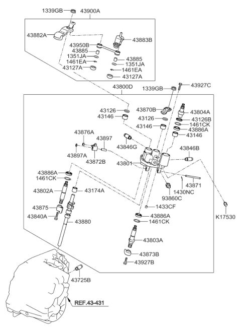 2012 Kia Sportage Gear Shift Control-Manual Diagram 2