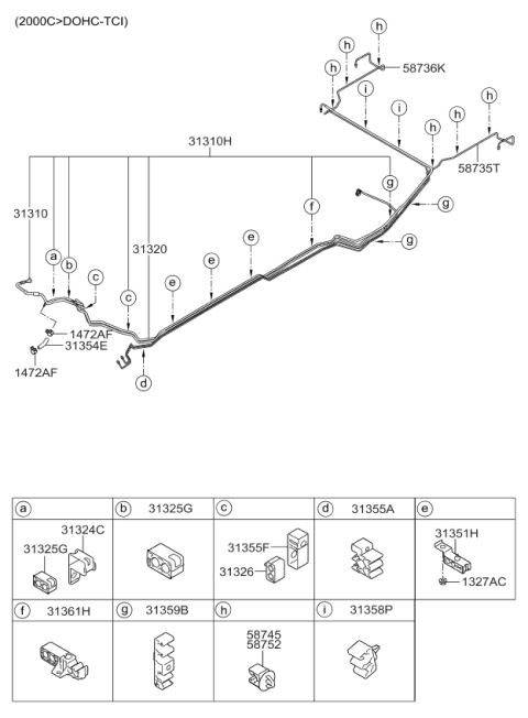 2013 Kia Sportage Tube Assembly-Fuel Front Diagram for 313013W851