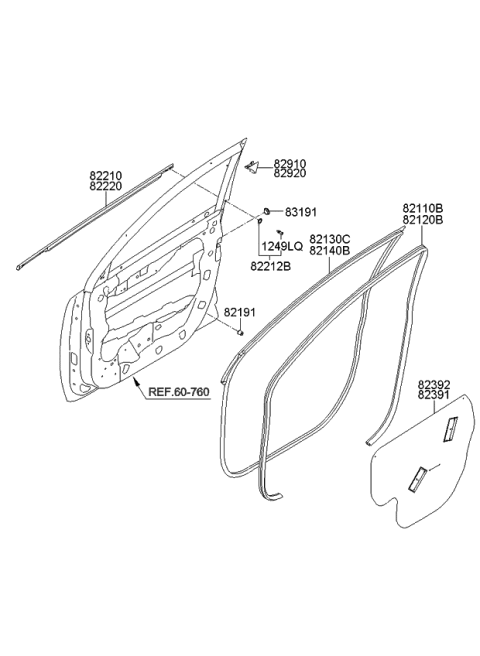 2013 Kia Sportage WEATHERSTRIP-Front Door Body Side Diagram for 821103W000