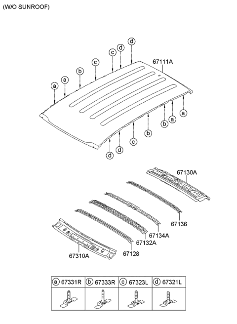 2011 Kia Sportage Roof Panel Diagram 1