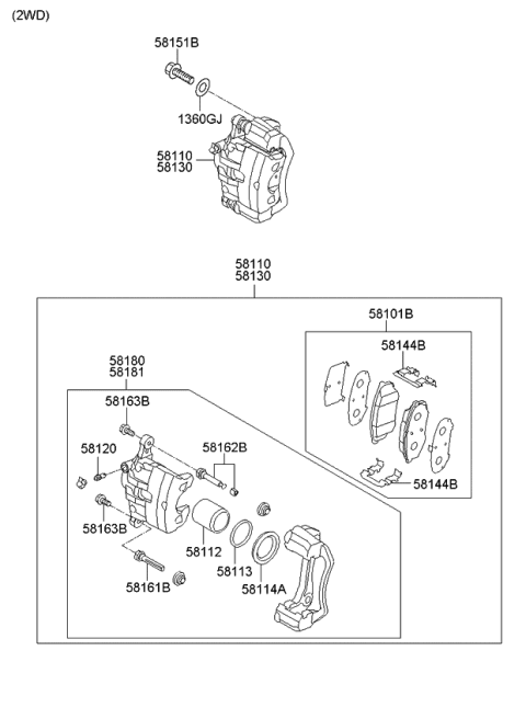 2010 Kia Sportage Brake-Front Wheel Diagram 1