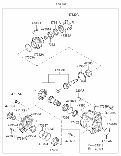 2010 Kia Sportage Transfer Assembly Diagram for 473003B630