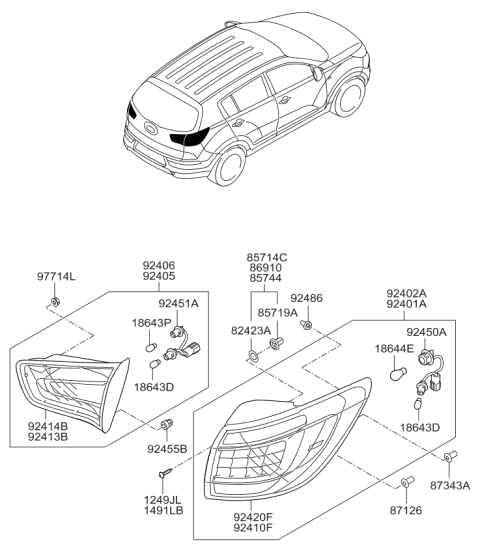 2012 Kia Sportage Lamp Assembly-Rear Combination Diagram for 924023W020