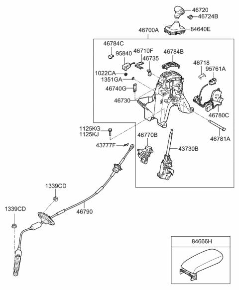 2011 Kia Sportage Lever Assembly-Engaging Diagram for 467343W000