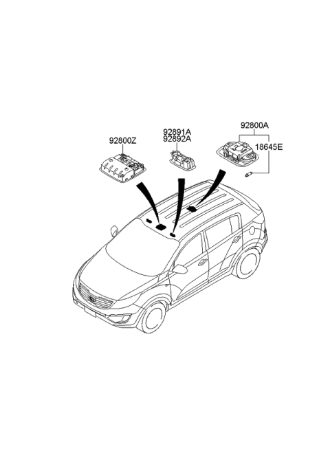 2010 Kia Sportage Lamp Assembly-Room Diagram for 928503W000WK