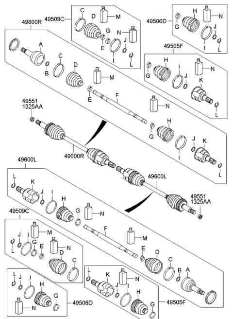 2010 Kia Sportage Boot Kit-Rear Axle Wheel Diagram for 495942Y600
