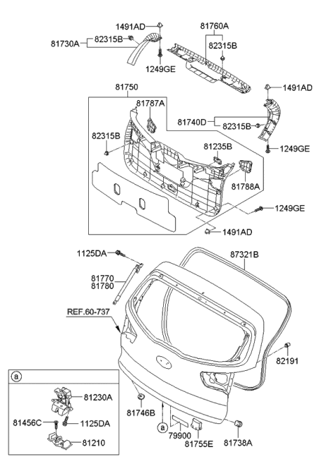 2010 Kia Sportage Tail Gate Trim Diagram