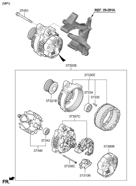 2011 Kia Sportage Frame Assembly-Generator Diagram for 3733025700