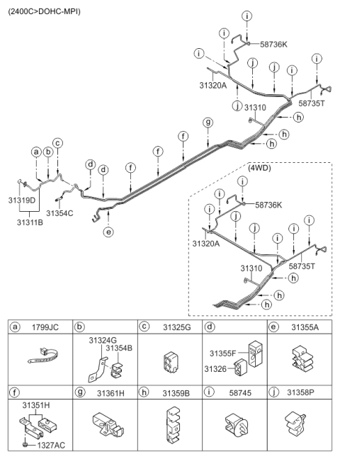 2010 Kia Sportage Tube-Fuel Return Diagram for 313203W550