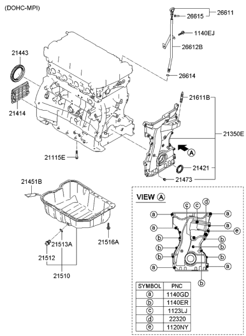 2010 Kia Sportage Oil Level Gauge Rod Assembly Diagram for 266112G020