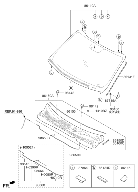 2012 Kia Sportage Windshield Glass Diagram