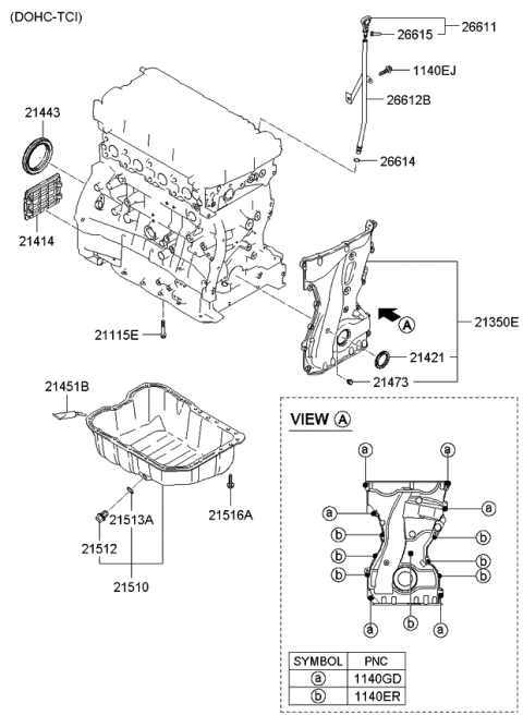 2013 Kia Sportage Belt Cover & Oil Pan Diagram 3