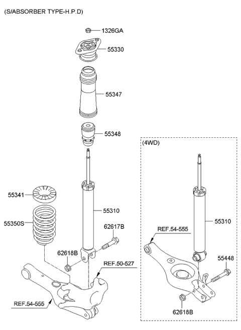 2013 Kia Sportage Rear Shock Absorber Assembly Diagram for 553113W060