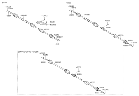 2012 Kia Sportage Joint Assembly-Cv RH Diagram for 495013W400